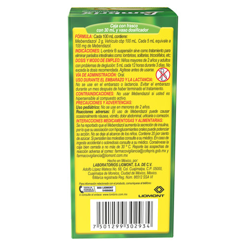 Lombrix Infantil 2 G Con 30 Ml De Suspensión
