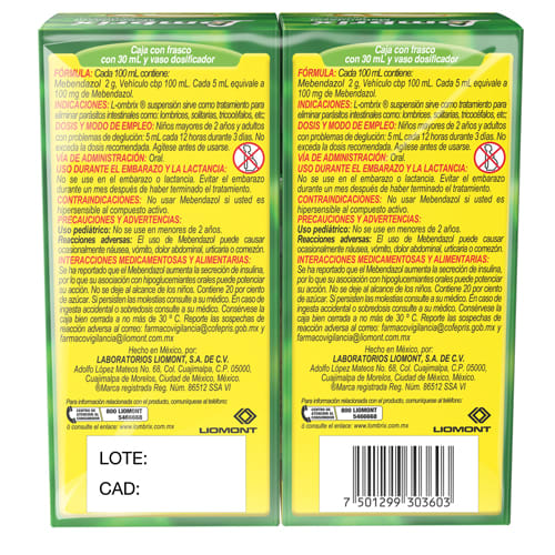 Lombriz 500 Mg Suspensión 30 Ml + Tableta Duopack