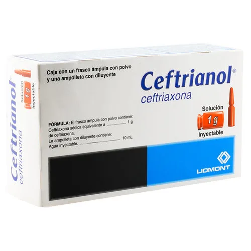 Ceftrianol Ceftriaxona 1 G Solución Inyectable Con 1 Frasco Ámpula
