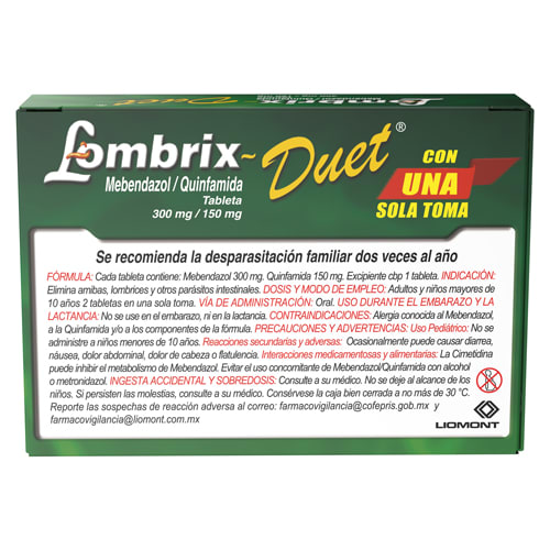 Lombrix Duet 300/150 Mg Con 2 Tabletas