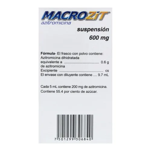 Comprar Macrozit 600 Mg Suspensión Oral 15 Ml