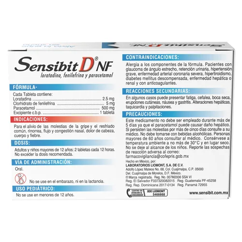 Sensibit D Nf 2.5/5/500 Mg Con 12 Tabletas