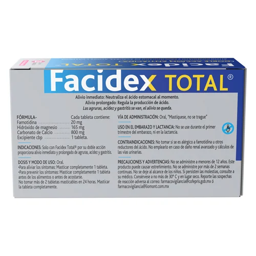 Facidex Total 20/165/800 Mg Con 20 Tabletas