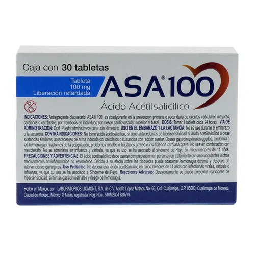 Asa 100 Mg Con 30 Tabletas