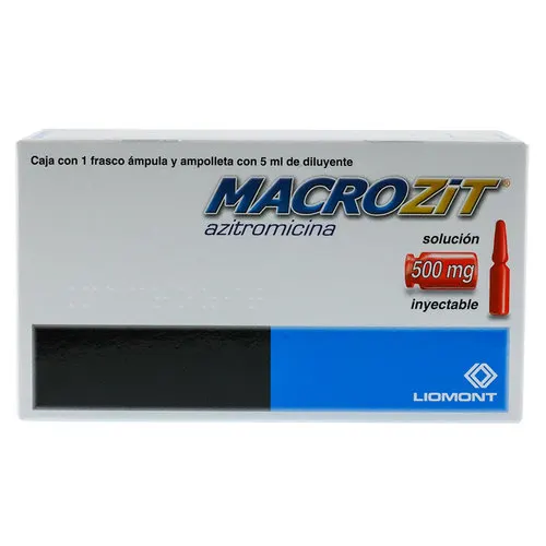 Macrozit Azitromicina 500 Mg Con 1 Frasco Con Ámpula