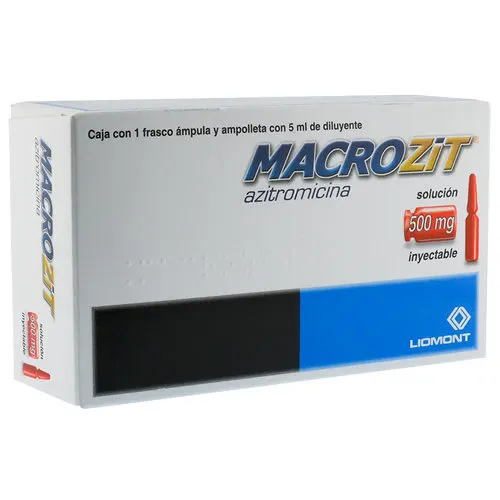 Macrozit Azitromicina 500 Mg Con 1 Frasco Con Ámpula