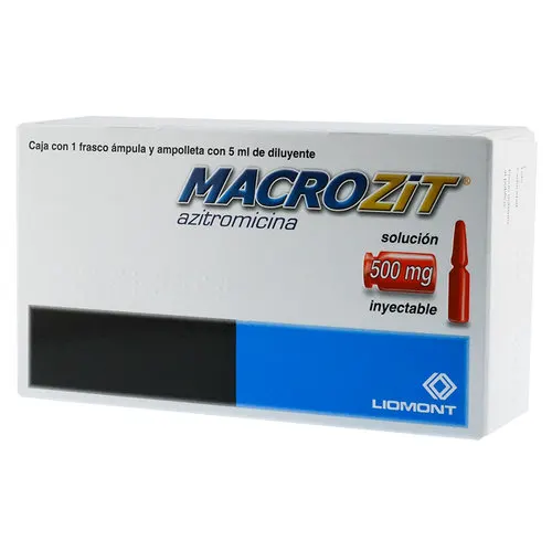 Macrozit Azitromicina 500 Mg Con 1 Frasco Con Ámpula