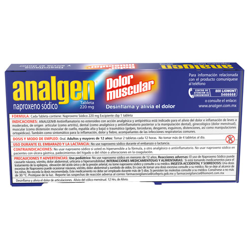 Analgen 220 Mg Con 20 Tabletas