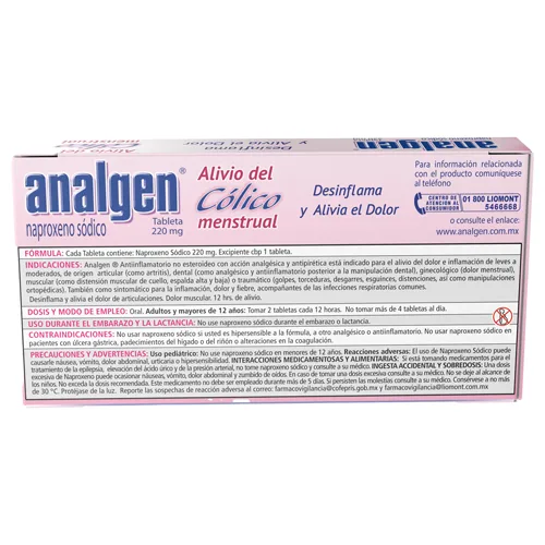 Analgen Cólicos 220 Mg Con 10 Tabletas