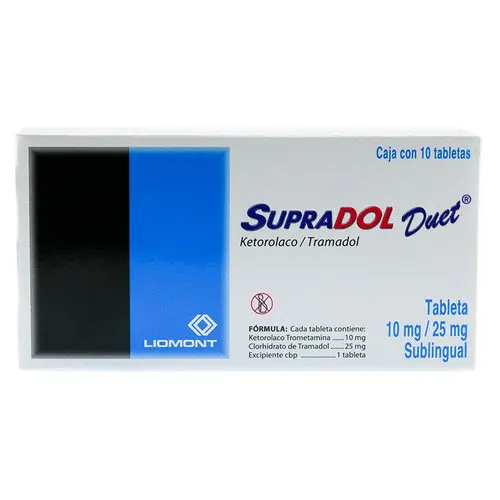 Supradol Duet Ketorolaco 10 Mg Tramadol 25 Mg Con 10 Tabletas Sublinguales