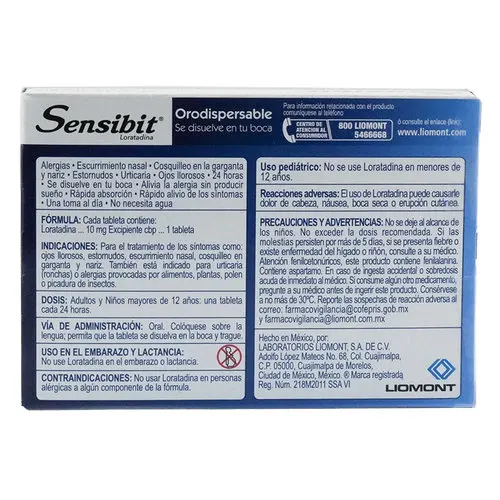 Sensibit Orodispersable 10 Mg Con 10 Tabletas