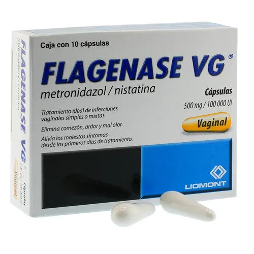 Flagenase 500 Mg/100 000 Ui Con 10 Cápsulas Vaginales