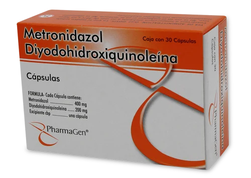 Comprar Metronidazol, Diyodohidroxiquinoleína 400/200Mg Con 30 Cápsulas 