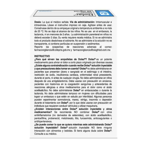 Dolac 30 Mg Solución Inyectable Con 3 Ampolletas