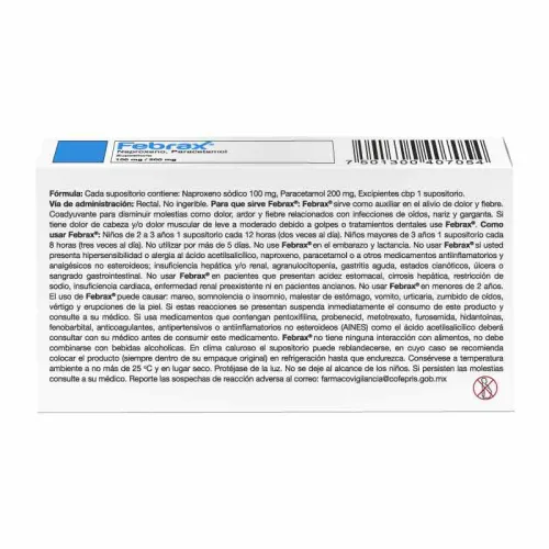 Febrax 100/200 Mg Con 5 Supositorios