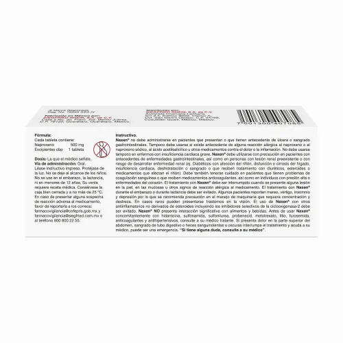 Naxen 500 Mg – Caja Con 45 Tabletas (Naproxeno)