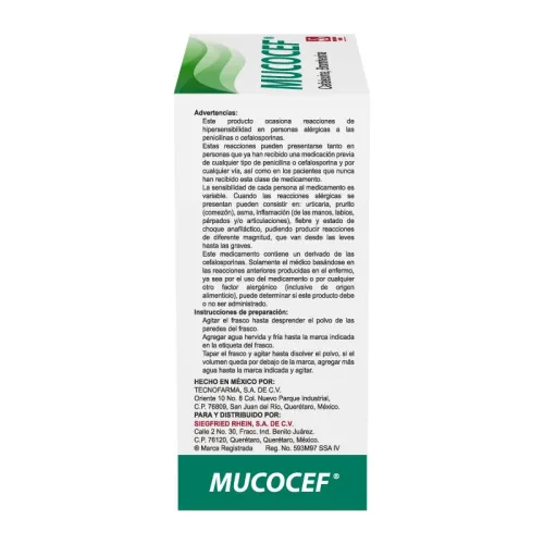 Comprar Mucocef 250/4.39 Mg Suspensión Con 100 Ml