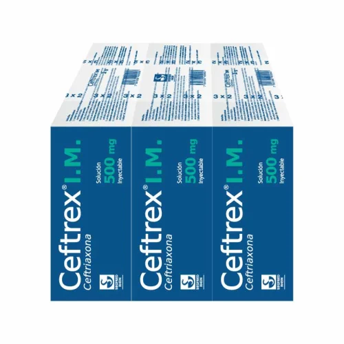 Ceftrex Im 500 Mg – Ampolletas Y Vial Para 3 Inyecciones (Ceftriaxona)
