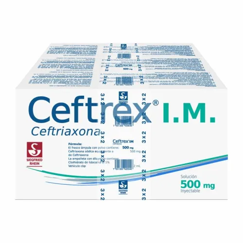 Ceftrex Im 500 Mg – Ampolletas Y Vial Para 3 Inyecciones (Ceftriaxona)