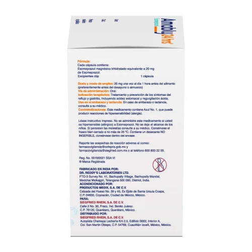 Amably 24 Hrs 20 Mg – Frasco Con 30 Cápsulas (Esomeprazol)