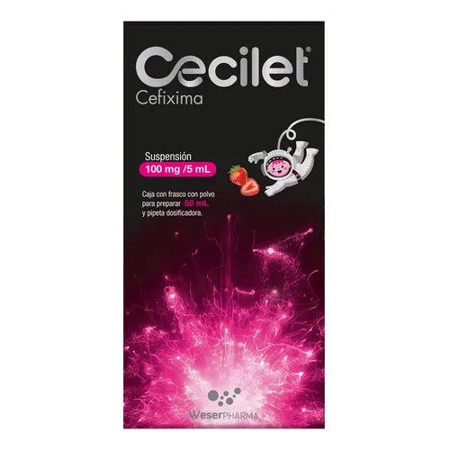 Cecilet Cefixima 100 Mg / 5 Ml Suspensión Sabor Fresa Con 50 Ml
