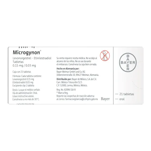 Comprar Microgynon 0.15/0.03 Mg Con 21 Tabletas