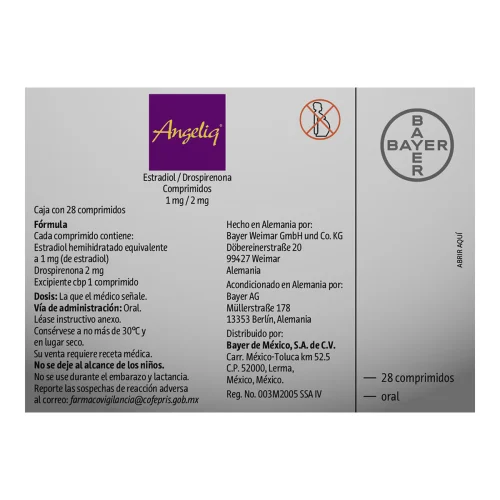 Angeliq 1mg/2mg con 28 comprimidos (drospirenona, estradiol)