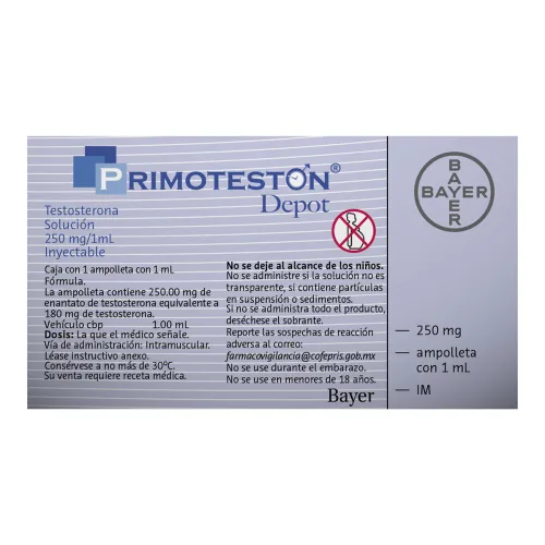 Comprar Primotestón Depot 250 Mg Con 1 Ampolleta De 1 Ml