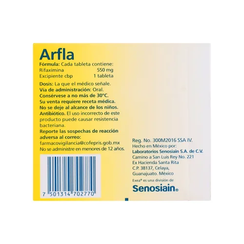 Arfla Rifaximina 550 Mg Con 15 Tabletas