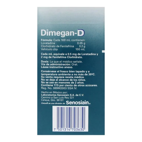 Dimegan-D 0.5/2 Mg Solución Pediátrica Frasco 60 Ml