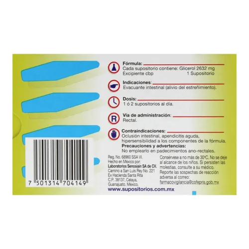 Senosiain Adulto Supositorio Rectal Con 20 Piezas