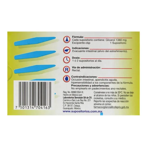 Senosiain Supositorio Rectal Para Niños Con 10 Piezas