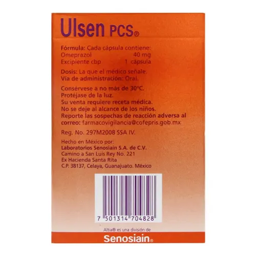 Ulsen Pcs 40 Mg Con 14 Cápsulas