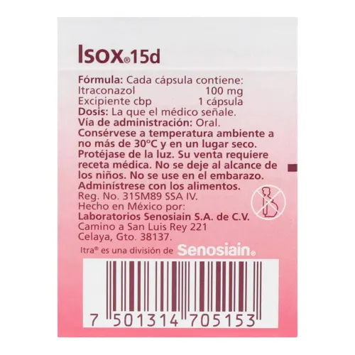 Comprar Isox 15D 100 Mg Con 15 Cápsulas