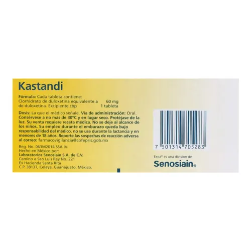 Kastandi 60 Mg Con 28 Tabletas
