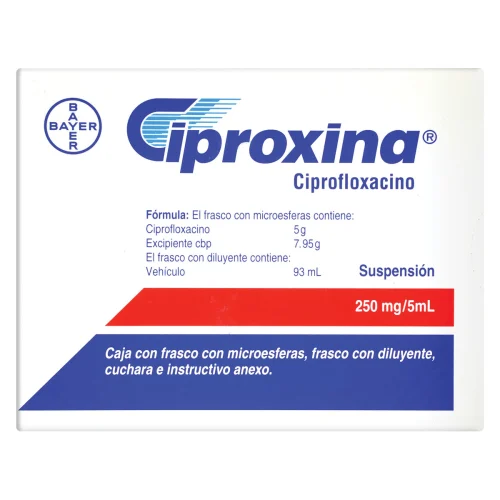 Ciproxina Ciprofloxacino 250 Mg Suspensión Con 100 Ml