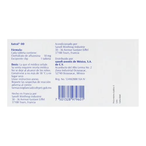 Xatral Od 10 Mg Con 28 Tabletas