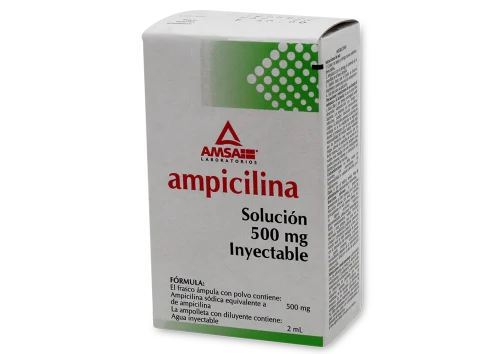 Comprar Ampicilina 500 Mg Solución Inyectable Frasco Con Ámpula 2 Ml