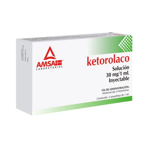 Ketorolaco 30 Mg Con 3 Ampolletas Solución Inyectable
