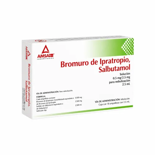 Bromuro De Ipratropio, Salbutamol 0.5/2.5 Mg Con 10 Solución Para Nebulización