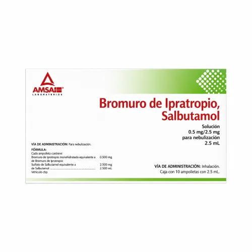 Bromuro De Ipratropio, Salbutamol 0.5/2.5 Mg Con 10 Solución Para Nebulización