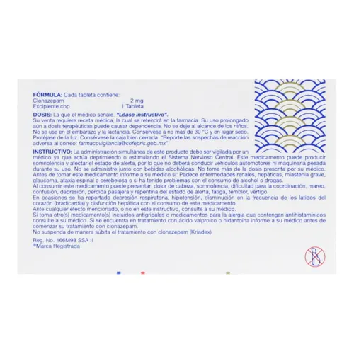 Kriadex 2 Mg Con 30 Tabletas