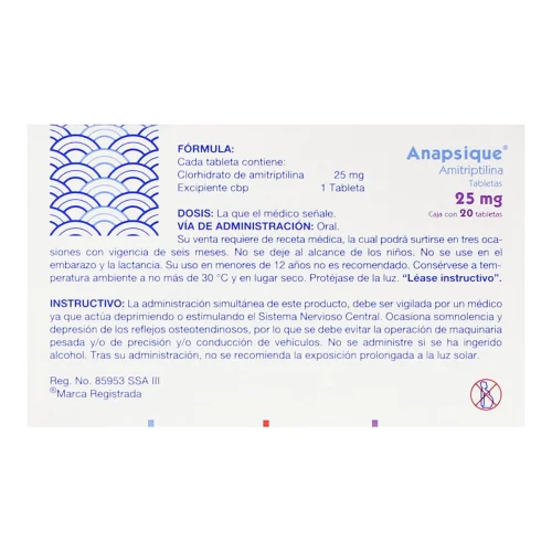 Comprar Anapsique 25 Mg Con 20 Tabletas