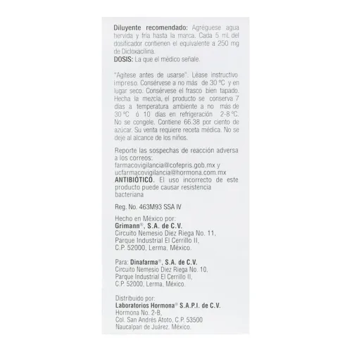 Comprar Dicloxacilina 250 Mg Con 1 Suspensión