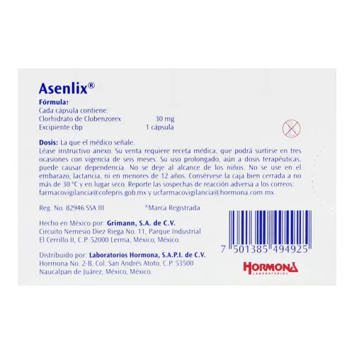Asenlix 30 Mg Con 60 Cápsulas