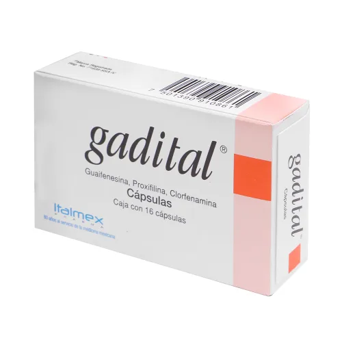 Comprar Gadital guaifenesina 150 mg proxifilina 25 mg con 16 cápsulas