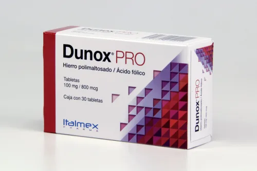 Comprar Dunox pro hierro polimaltosado 100 mg ácido fólico 800 mcg con 30 tabletas