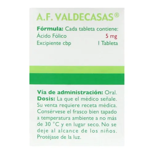 Ácido Fólico 5 Mg Con 20 Tabletas
