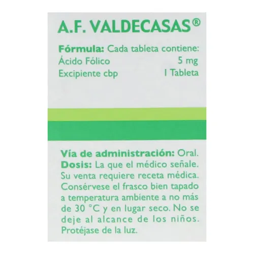 Ácido Fólico 5 Mg Con 50 Tabletas