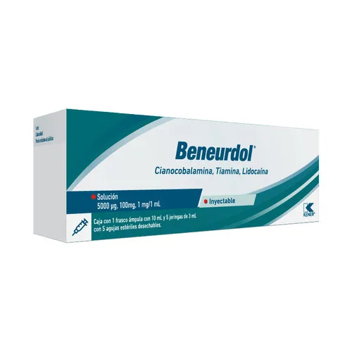 Beneurdol 5000 Mcg/100 Mg /1 Mg/1 Ml Solución Inyectable Con 1 Frasco Ámpula De 10 Ml